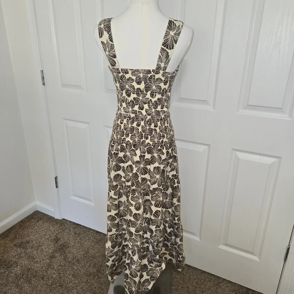 Japsae 2 Piece Maxi Skirt Set Womens S Brown Cream Floral Cotton Crop Top Tiered